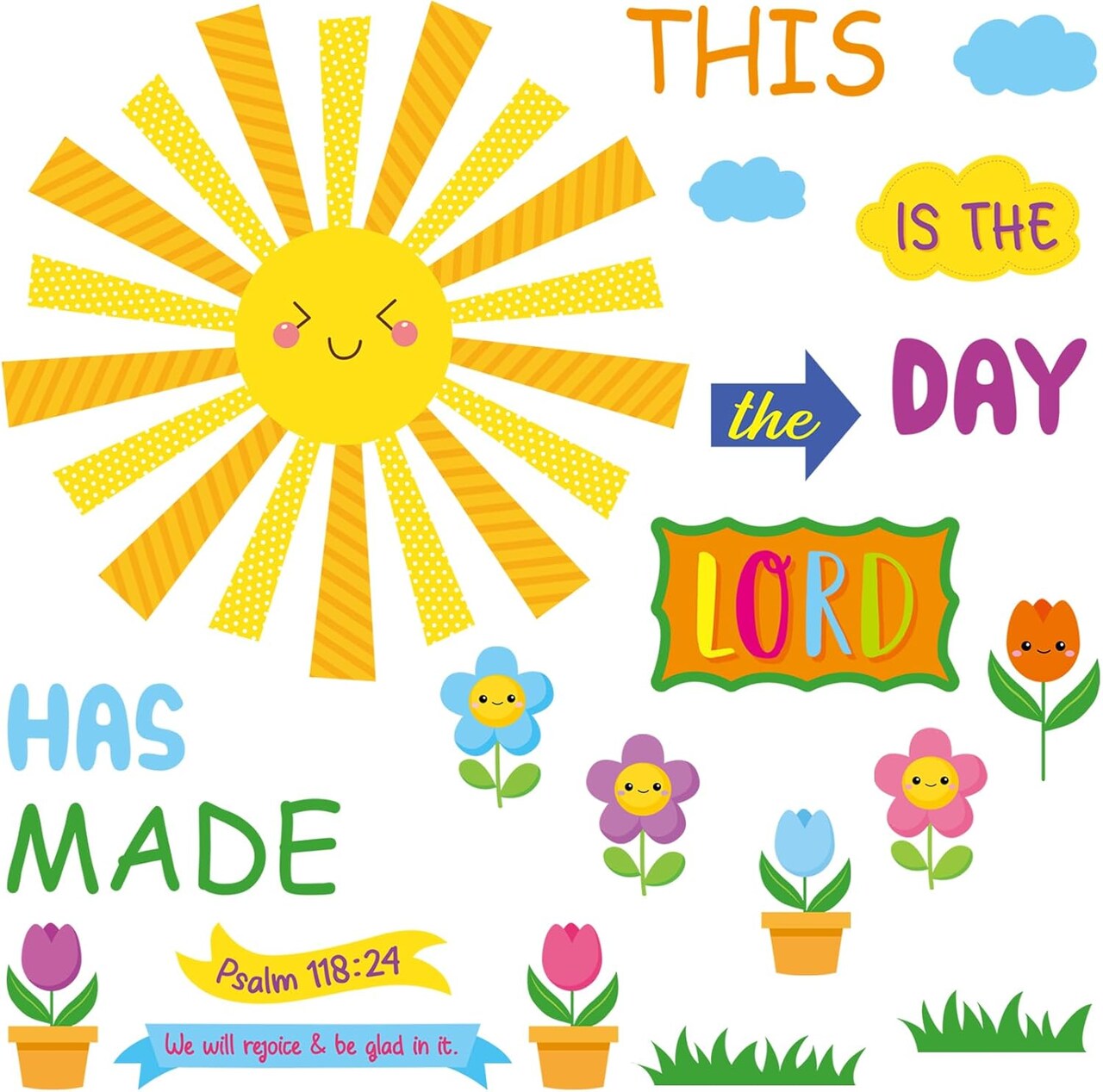 150 Pcs Religious Classroom Bulletin Board Sets (Bright Colors)